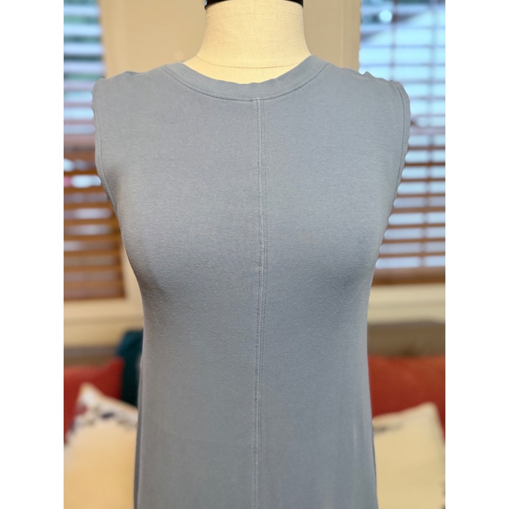 Parni Womens Light Blue Ribbed Sleeveless Maxi Dress Size S Crew Neck Seam - Picture 2 of 6